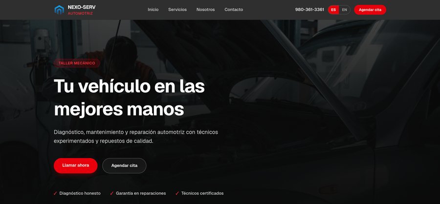 Sitio de taller mecánico — Nexo-Serv Automotriz